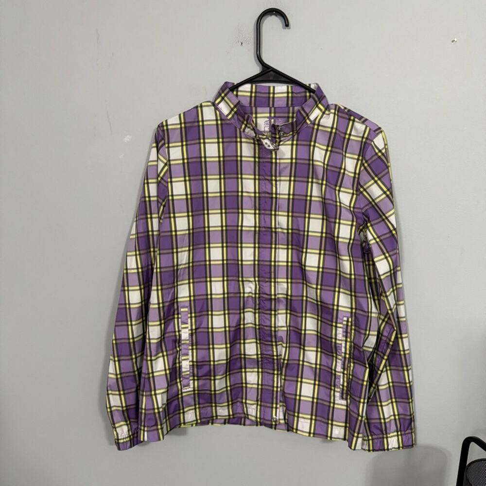 Slazenger Purple Plaid Lightweight Golf Jacket Women’s Size Medium Hidden Zip